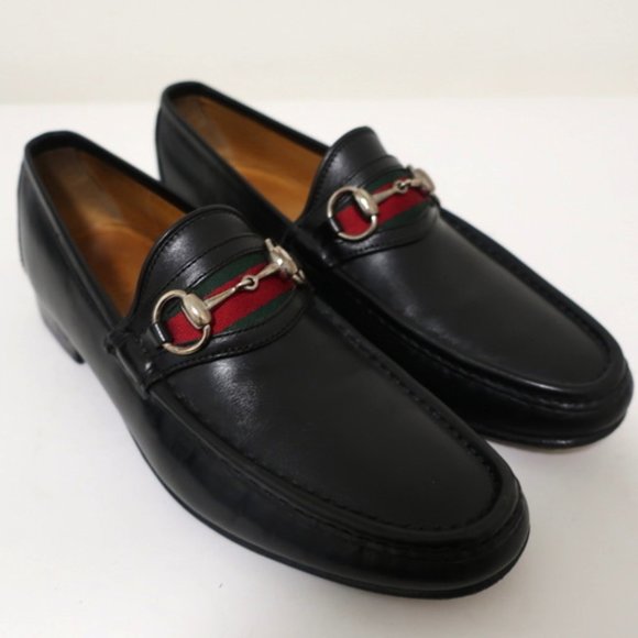 Gucci Other - Gucci Horsebit Web Loafers Black Leather Size 7.5